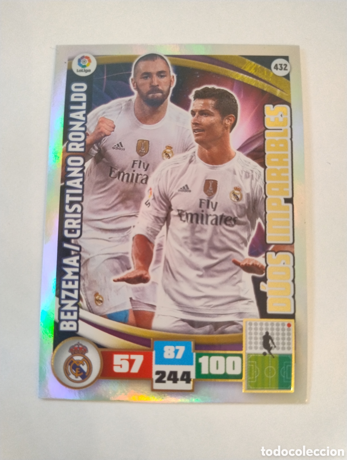 Cromos de f&uacute;tbol: 432 - Benzema y Cristiano Ronaldo - Real Madrid - Adrenalyn XL Liga 2015 - 2016 D&uacute;os Imparables
