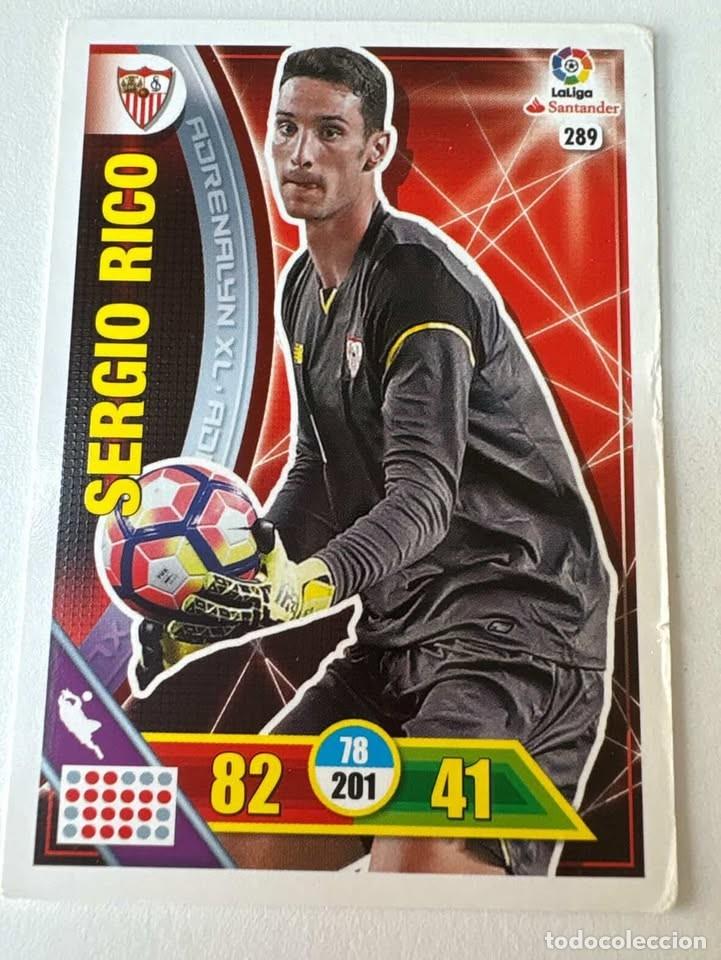Cromos de f&uacute;tbol: Carta Sergio Rico Sevilla 289 Adrenalyn 2016-17