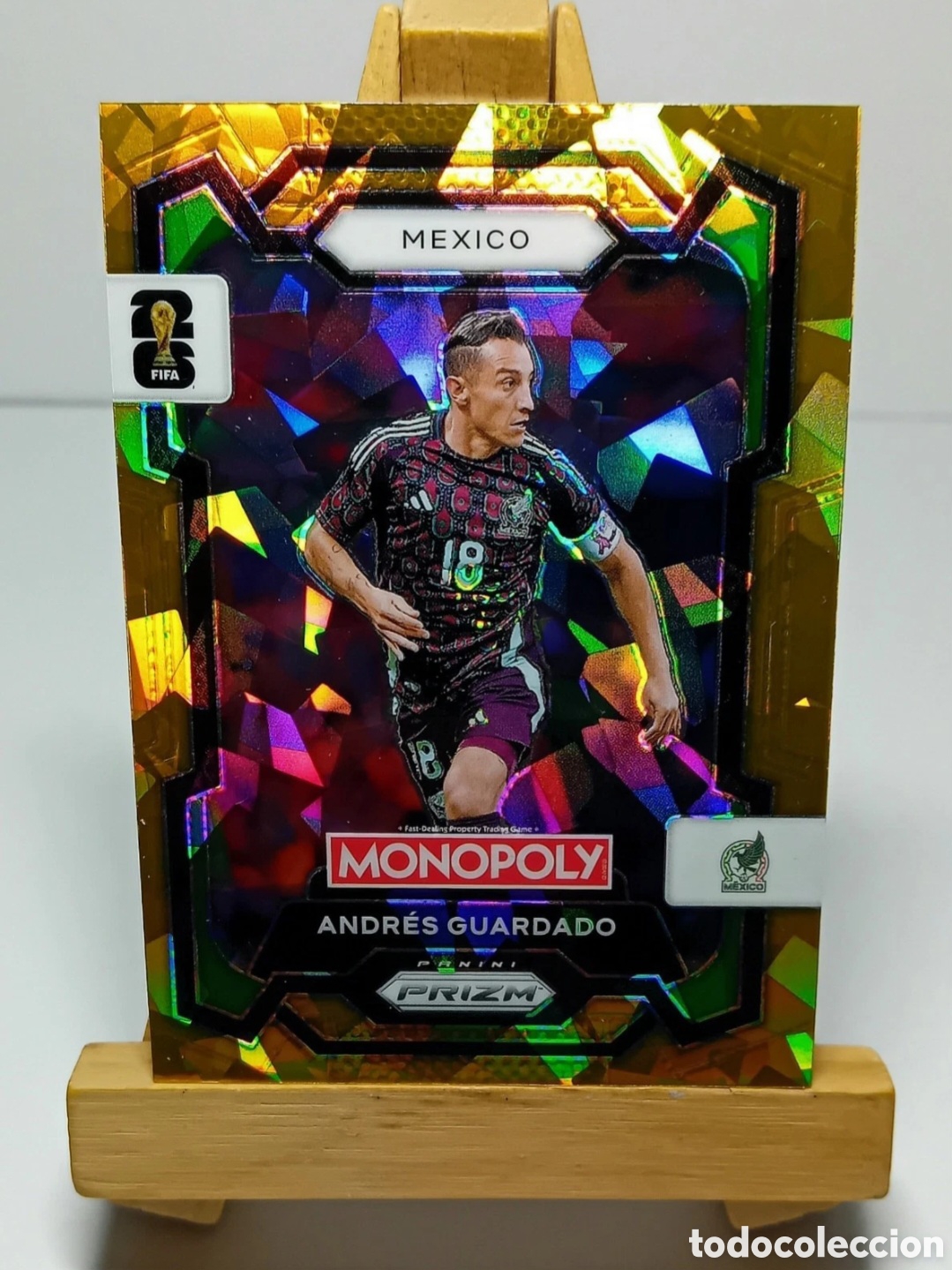 Cromos de f&uacute;tbol: ANDR&Eacute;S GUARDADO 2026 MEXICO MONOPOLY GOLD CRACKED ICE PRIZM PANINI.