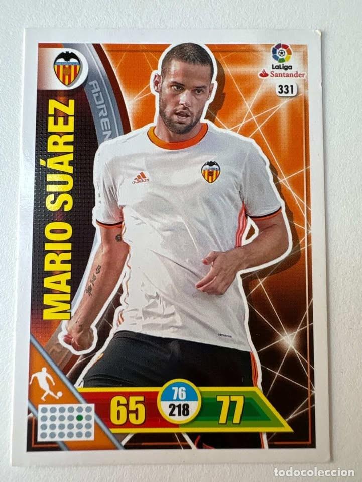 Cromos de f&uacute;tbol: Carta Mario Su&aacute;rez Valencia 331 Adrenalyn 2016-17