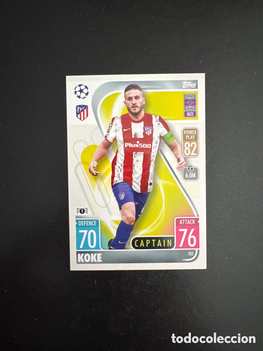 Football Stickers: KOKE ATLETICO DE MADRID CAPTAIN N&Uacute;MERO 202 MATCH ATTAX 2021 2022