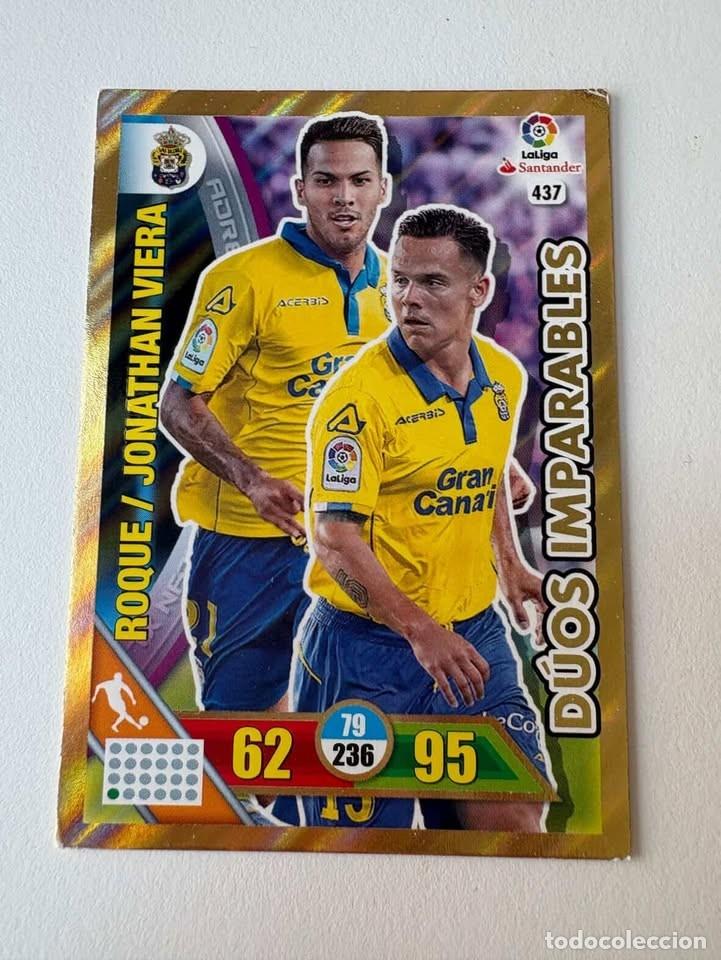 Cromos de f&uacute;tbol: Carta Roque/Jonathan Viera Las Palmas D&uacute;os Imparables 437 Adrenalyn 2016-17