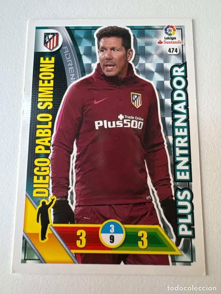 Cromos de f&uacute;tbol: Carta Diego Pablo Simeone Atl&eacute;tico de Madrid Entrenador 474 Adrenalyn 2016-17