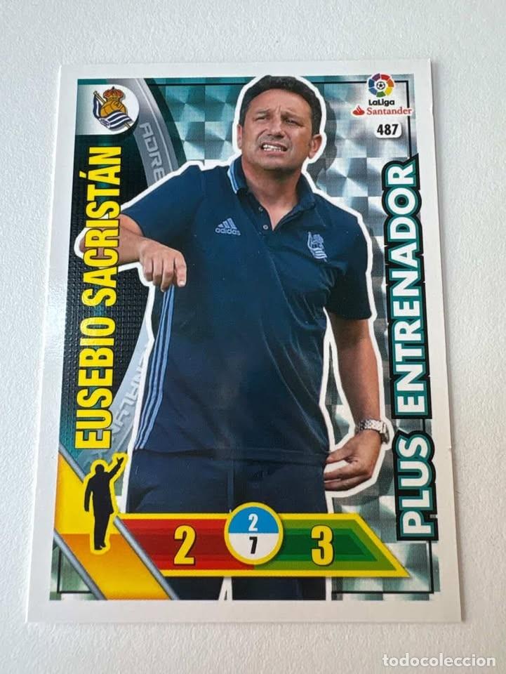 Cromos de f&uacute;tbol: Carta Eusebio Sacristi&aacute;n Real Sociedad Entrenador 487 Adrenalyn 2016-17