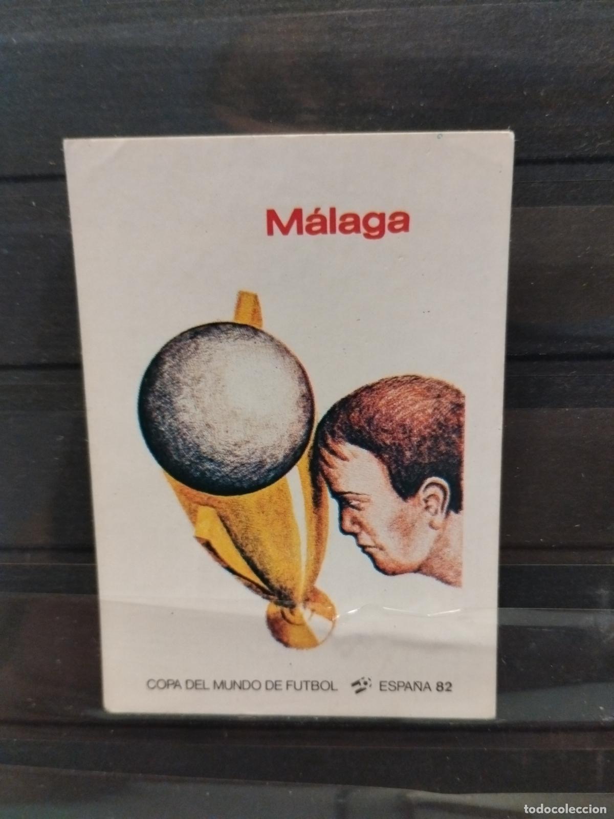 Cromos de f&uacute;tbol: MUNDIAL DE FUTBOL ESPA&Ntilde;A 82. PANINI. N&ordm; 30. CARTEL MALAGA, SEDE DEL MUNDIAL.