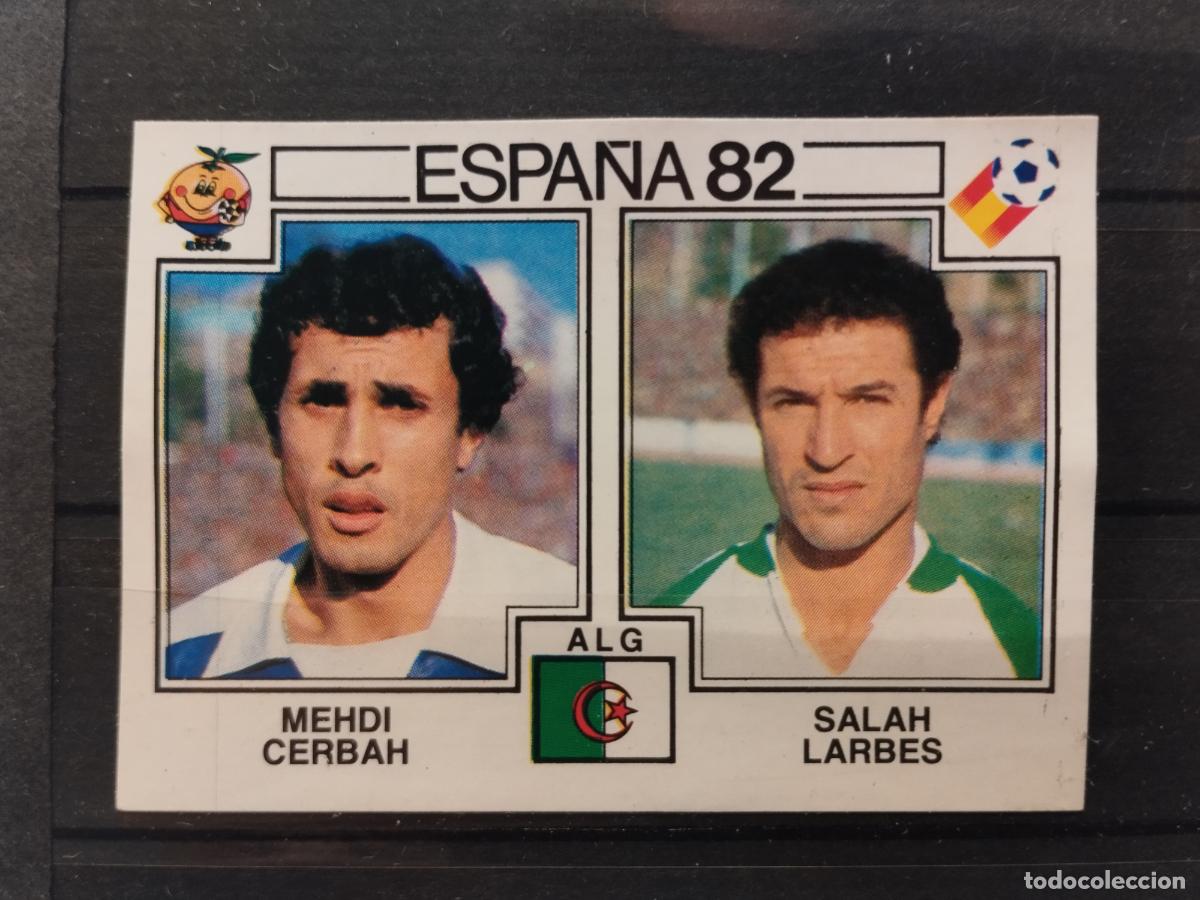 Cromos de f&uacute;tbol: MUNDIAL DE FUTBOL ESPA&Ntilde;A 82. PANINI. N&ordm; 102. MEHDI CERBAH Y SALAH LARBES. ARGELIA.