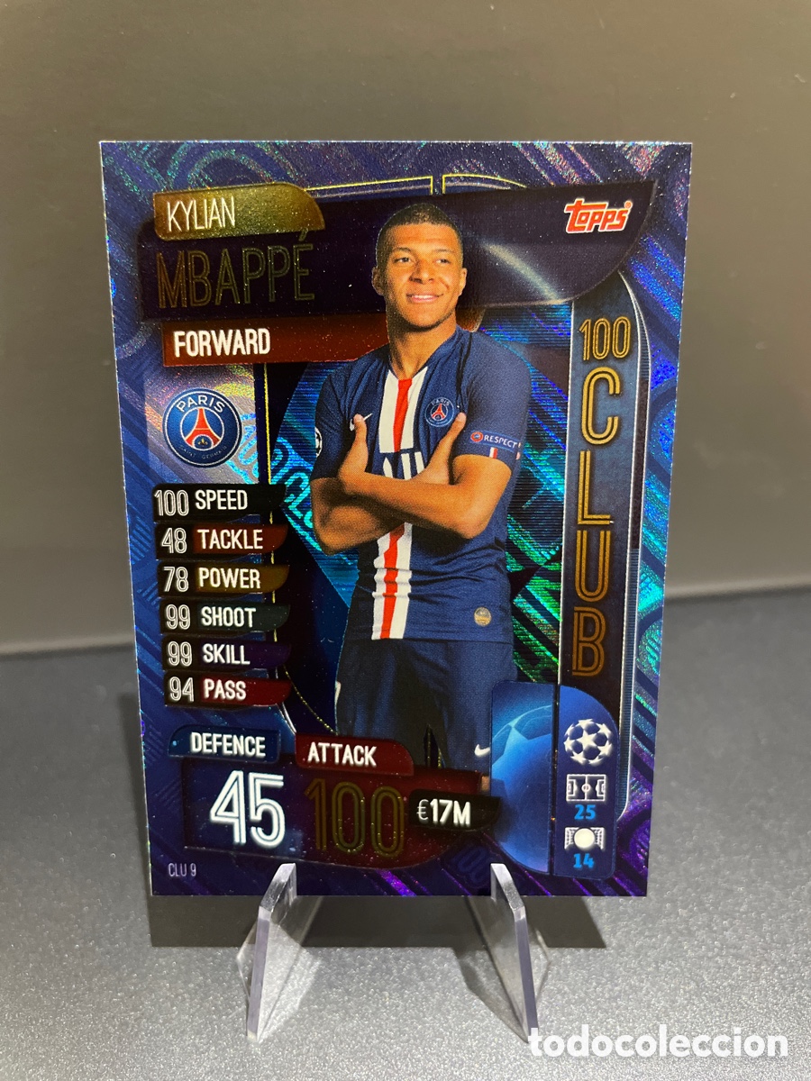Cromos de f&uacute;tbol: Mbappe 9 Club 100 Match Attax 2019-20 2019 2020 Topps UCL PSG