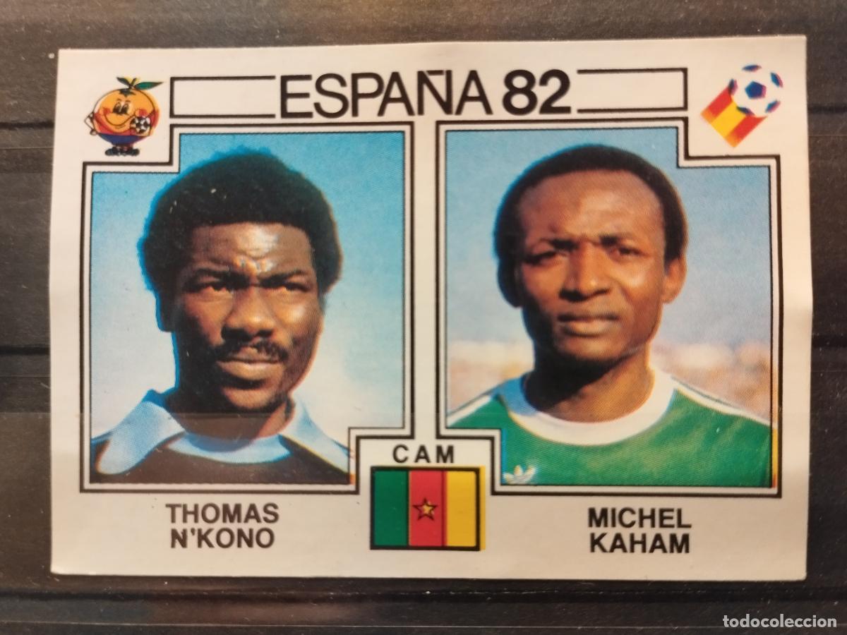 Cromos de f&uacute;tbol: MUNDIAL DE FUTBOL ESPA&Ntilde;A 82. PANINI. N&ordm; 92. THOMAS N'KONO Y MICHEL KAHAM. CAMERUN.