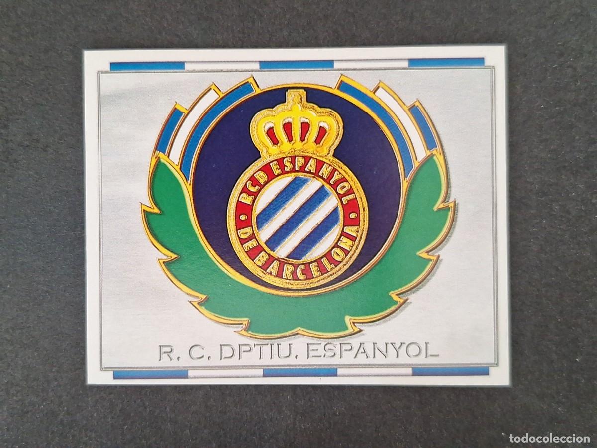 Cromos de f&uacute;tbol: L4 ESCUDO R. C. D. ESPA&Ntilde;OL LIGA ESTE 1996 1997 96 97 NUNCA PEGADO SIN PEGAR