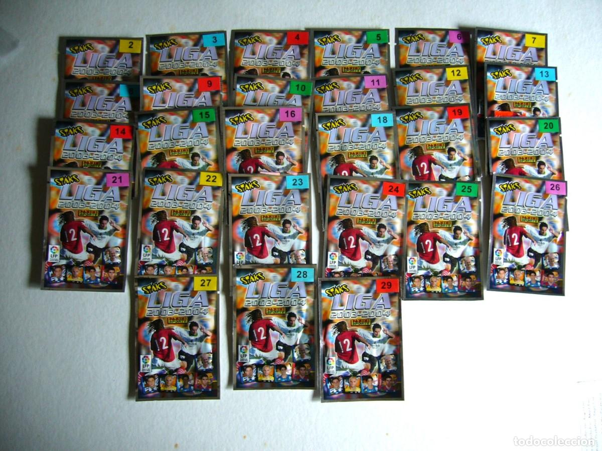 Cromos de f&uacute;tbol: LIGA 2003 2004 28 SOBRES DIFERENTES STAKS DE LA LIGA PANINI SPORTS