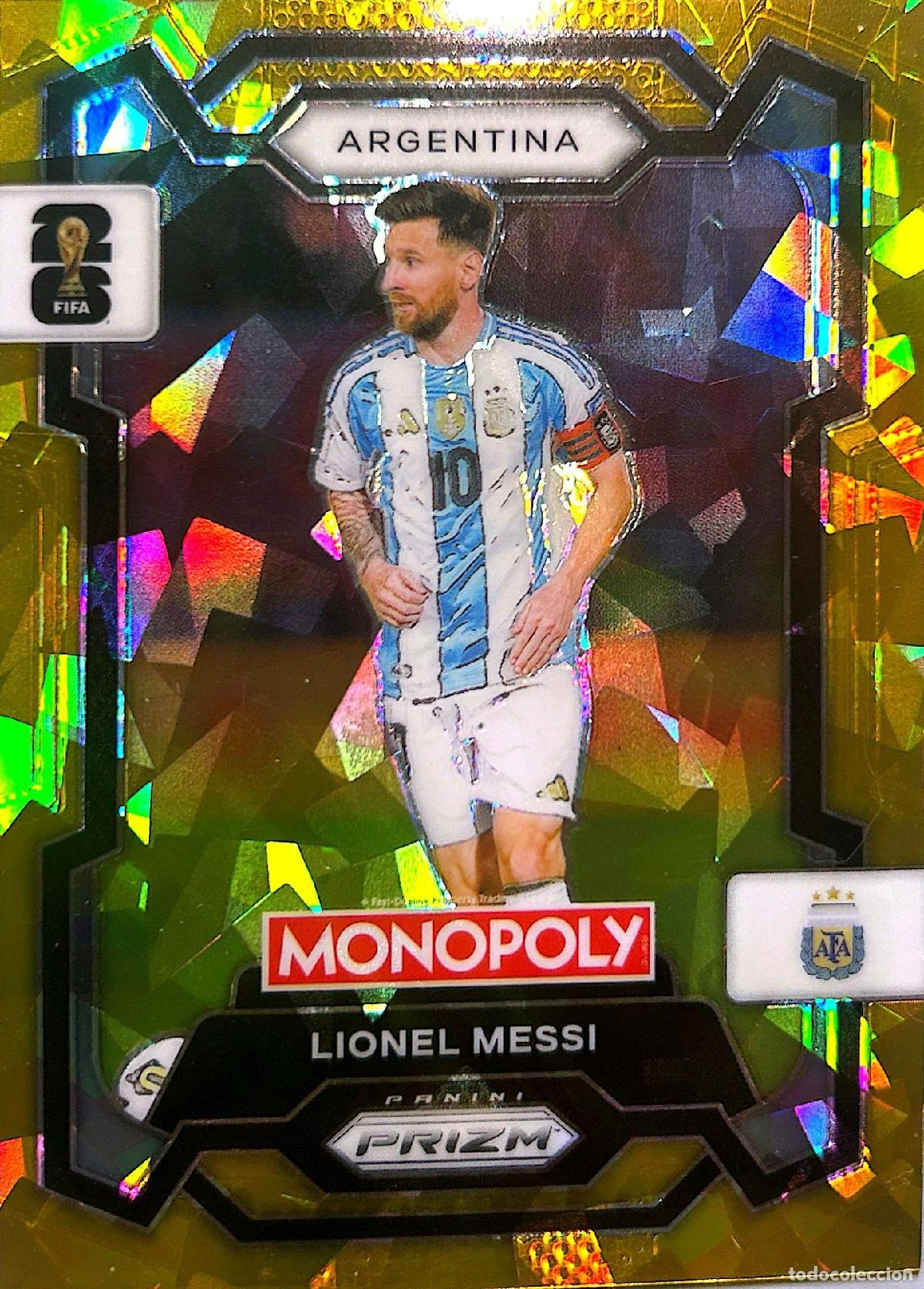 Cromos de f&uacute;tbol: Cromo Lionel Messi Argentina Panini Prizm Monopoly FIFA World Cup USA-M&eacute;xico-Canad&aacute; 2025-2026