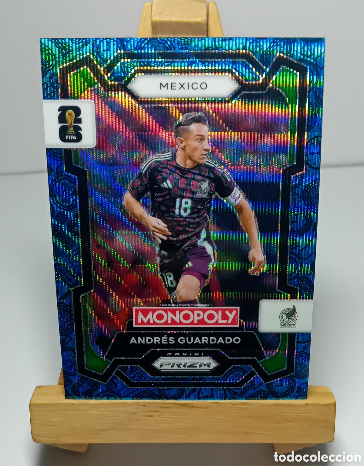 Cromos de f&uacute;tbol: ANDR&Eacute;S GUARDADO 2026 MEXICO MONOPOLY FOUR CORNERS BLUE WAVE PRIZM PANINI.