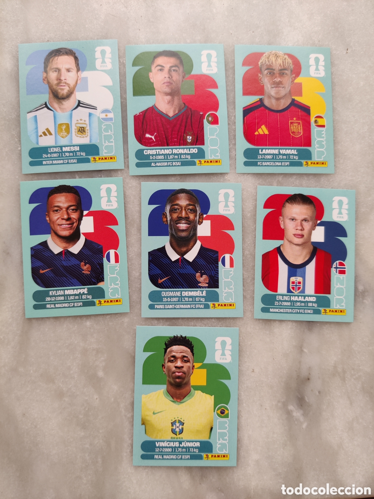 Cromos de f&uacute;tbol: Cromos Mundial 2026: Messi, CR7, Lamine Yamal, Mbappe