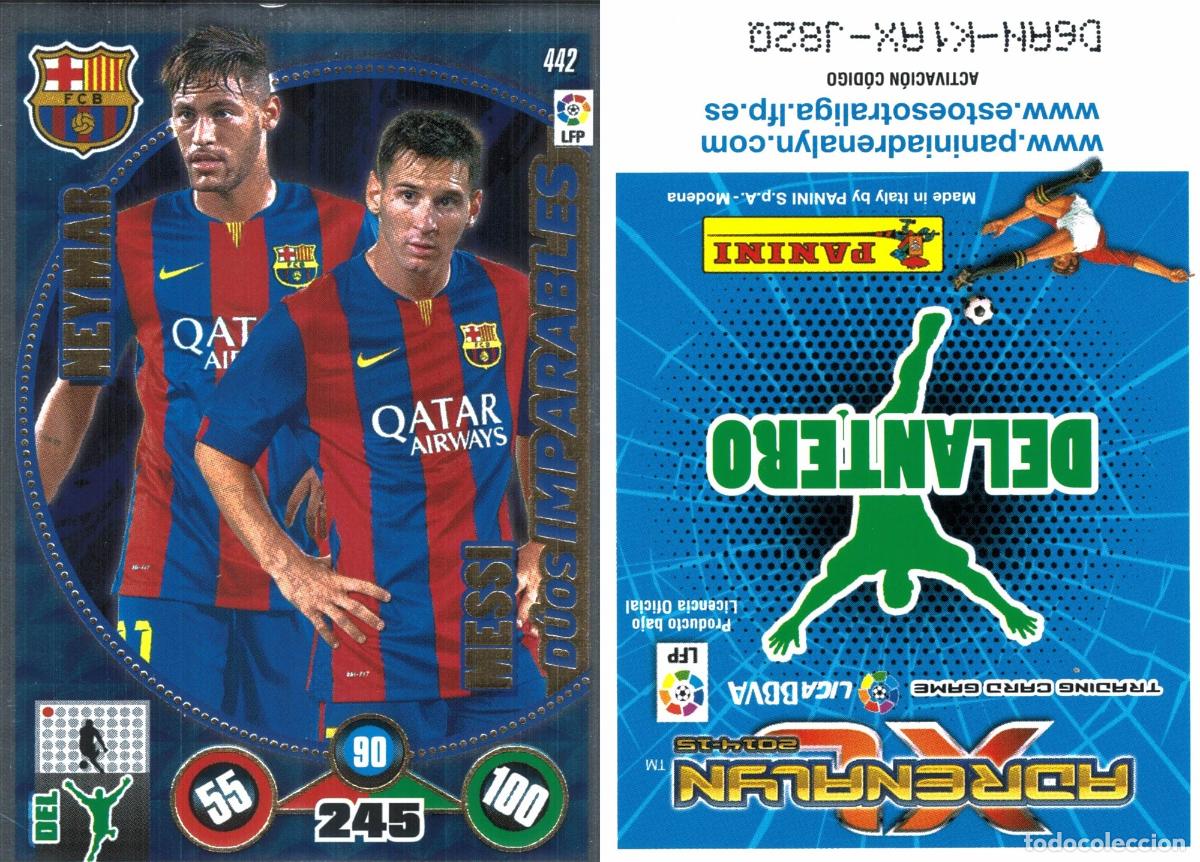 Cromos de f&uacute;tbol: Cromo Messi y Neymar F.C. Barcelona Panini Adrenalyn XL Liga 2014-2015