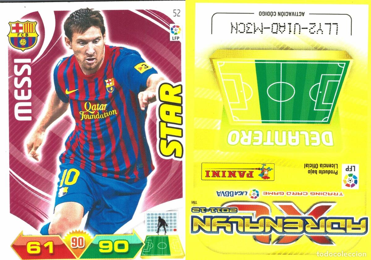 Cromos de f&uacute;tbol: Cromo Messi F.C. Barcelona Panini Adrenalyn XL Liga 2011-2012