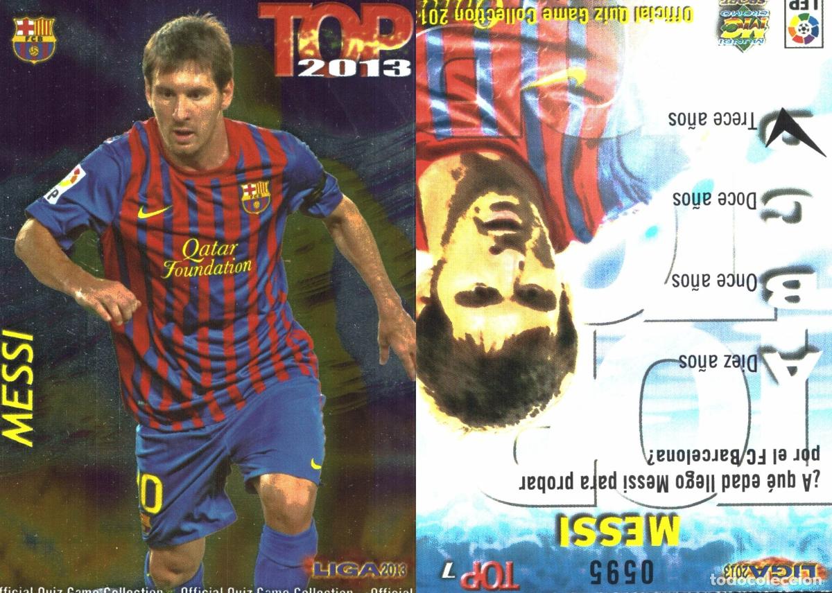 Cromos de f&uacute;tbol: Cromo Messi F.C. Barcelona Mundicromo Las Fichas de La Liga 2012-2013 Brillo Morado
