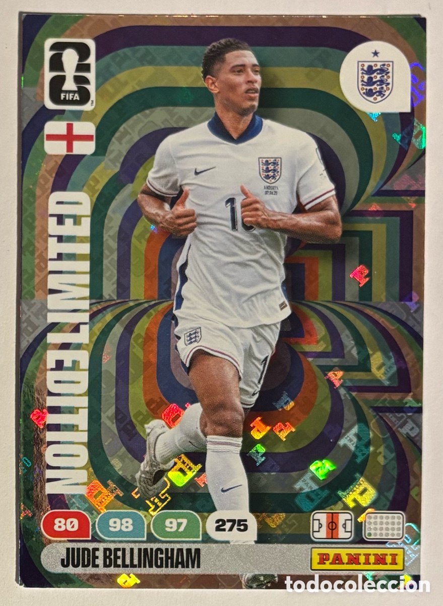 Cromos de f&uacute;tbol: JUDE BELLINGHAM (INGLATERRA). CARTA LIMITED EDITION PANINI ADRENALYN XL FIFA WORLD CUP 2026.