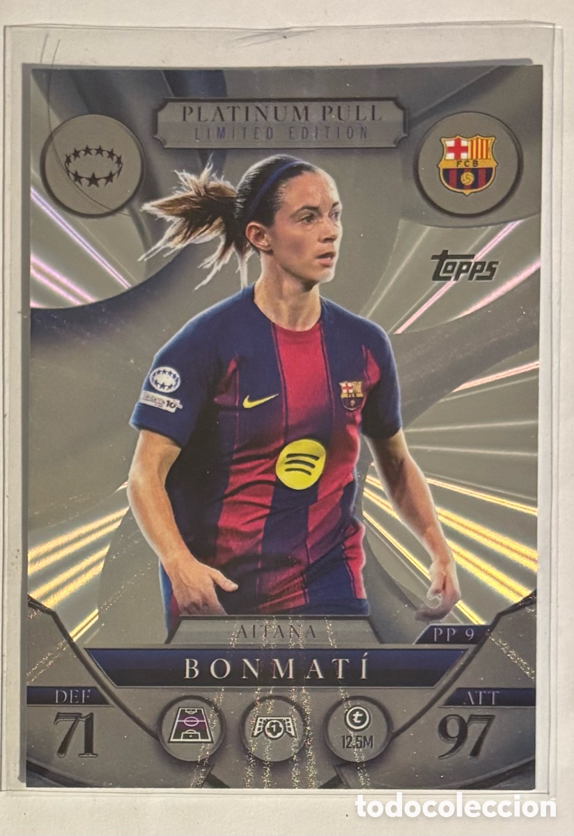 Cromos de f&uacute;tbol: AITANA BONMAT&Iacute; (FC BARCELONA). CARTA PLATINUM PULL LIMITED EDITION TOPPS MATCH ATTAX 2025/26.