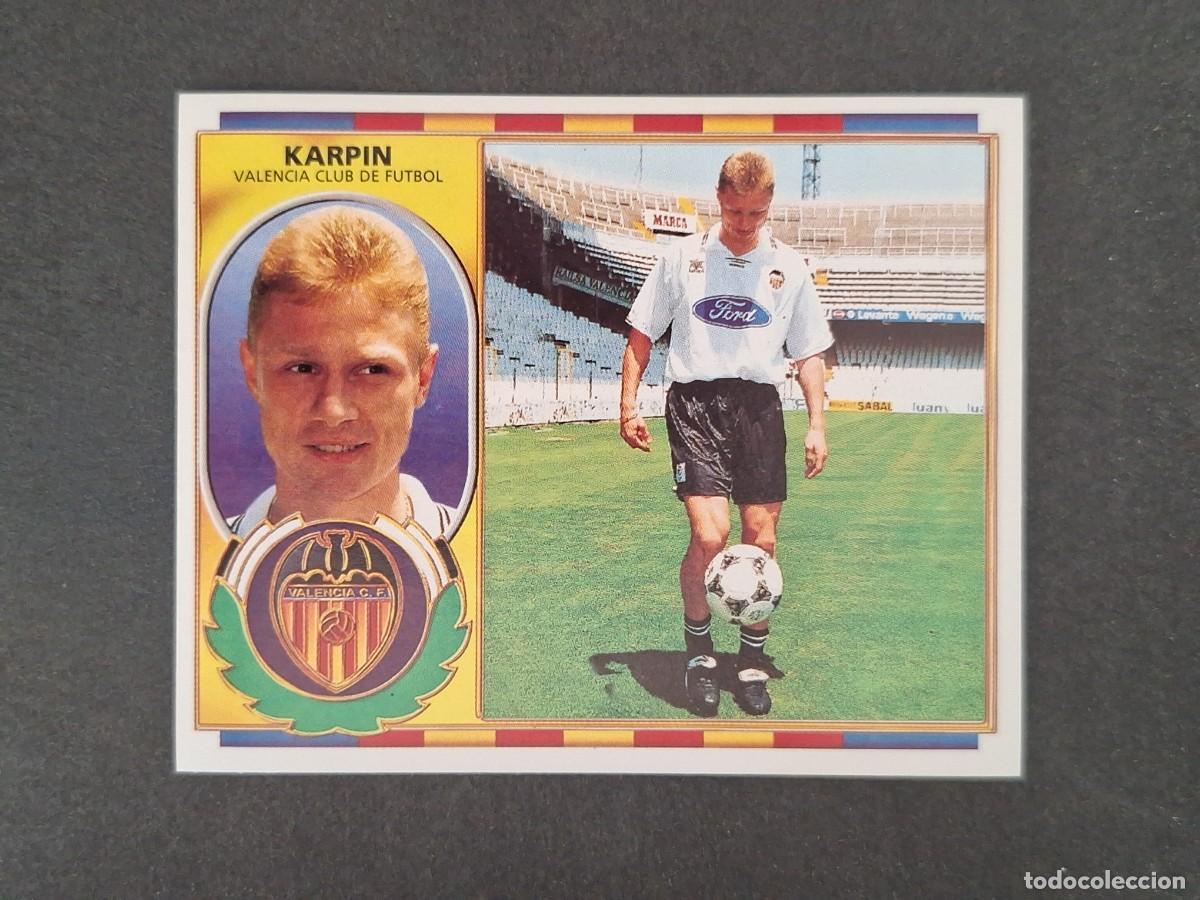 Cromos de f&uacute;tbol: L4 KARPIN VALENCIA C. F. LIGA ESTE 1996 1997 96 97 NUNCA PEGADO SIN PEGAR