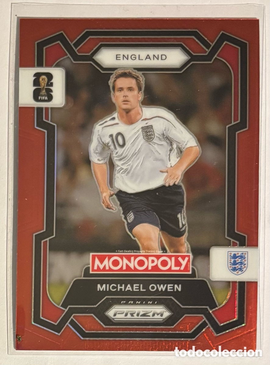 Cromos de f&uacute;tbol: MICHAEL OWEN (INGLATERRA). CARTA RED WAVE REFRACTOR PANINI PRIMZ MONOPOLY FIFA WORLD CUP 2026. #26