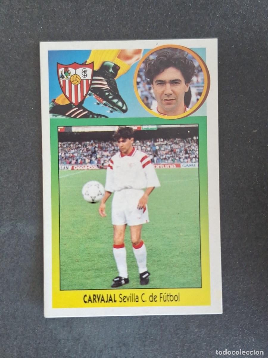 Cromos de f&uacute;tbol: L3 CARVAJAL SEVILLA C. F. LIGA ESTE 1993 1994 93 94 CARTON NUNCA PEGADO SIN PEGAR