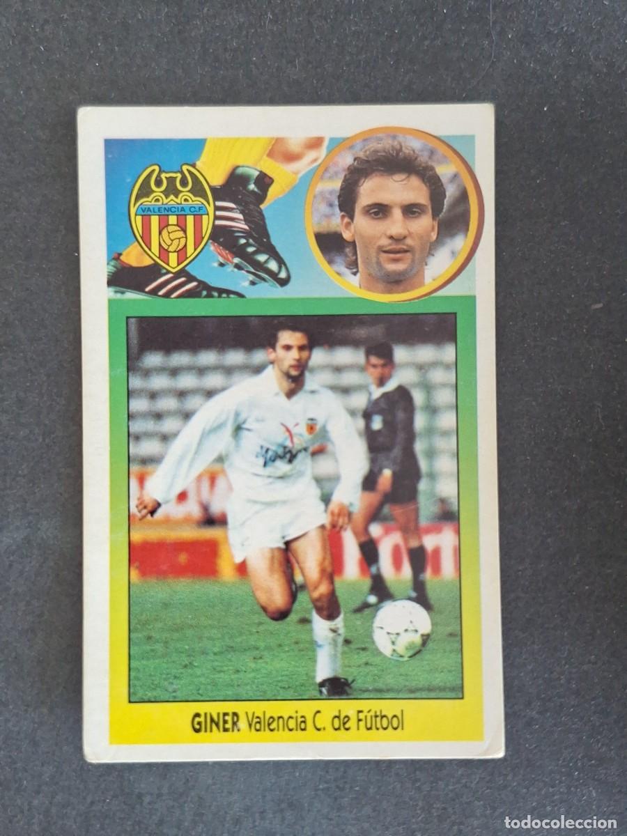 Cromos de f&uacute;tbol: L3 GINER VALENCIA C. F. LIGA ESTE 1993 1994 93 94 CARTON NUNCA PEGADO SIN PEGAR