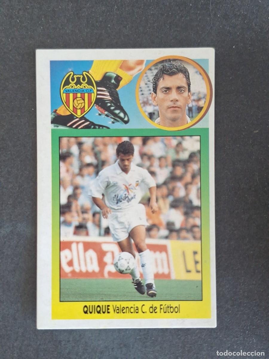 Cromos de f&uacute;tbol: L3 QUIQUE VALENCIA C. F. LIGA ESTE 1993 1994 93 94 CARTON NUNCA PEGADO SIN PEGAR