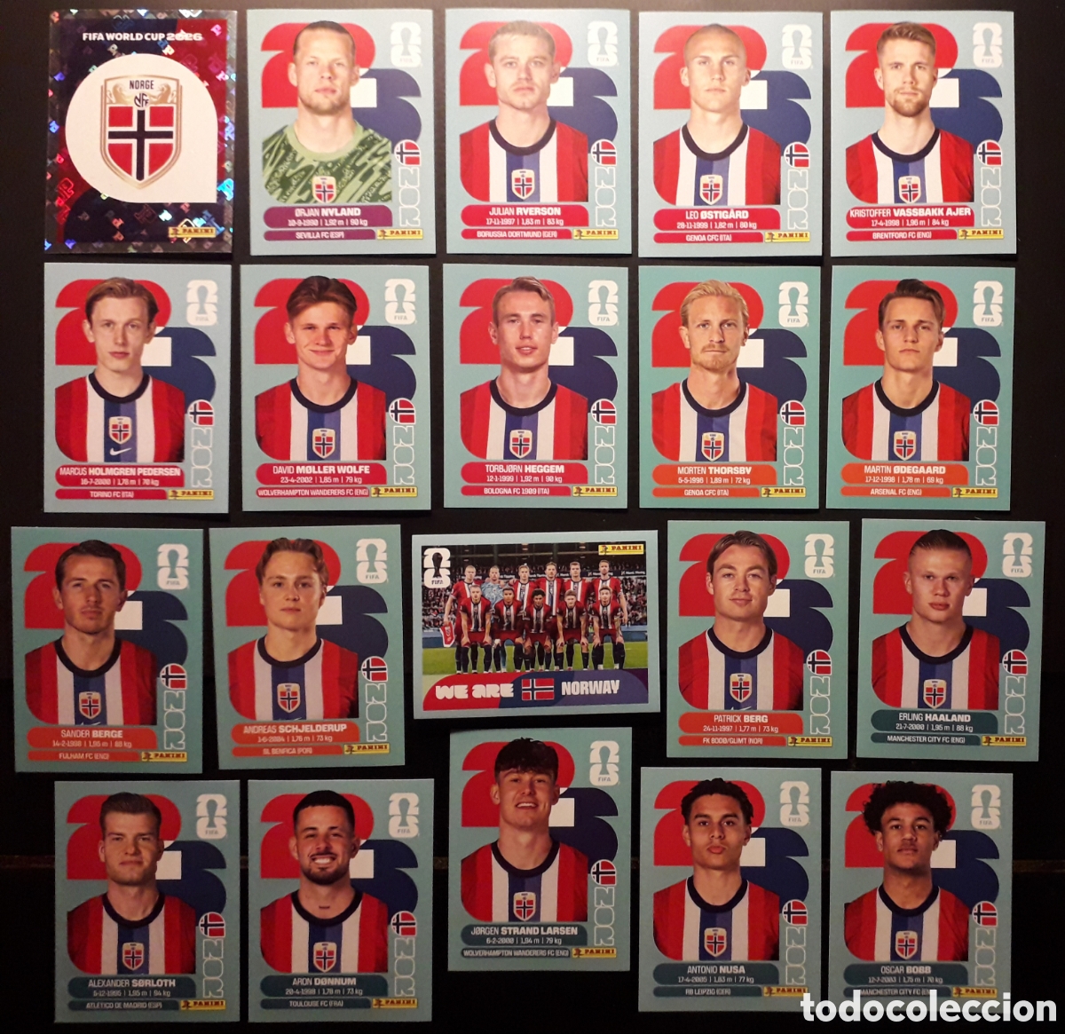 Cromos de f&uacute;tbol: 20 CROMOS NORUEGA, HAALAND EQUIPO COMPLETO MUNDIAL F&Uacute;TBOL 2026 FIFA WORLD CUP PANINI SIN PEGAR