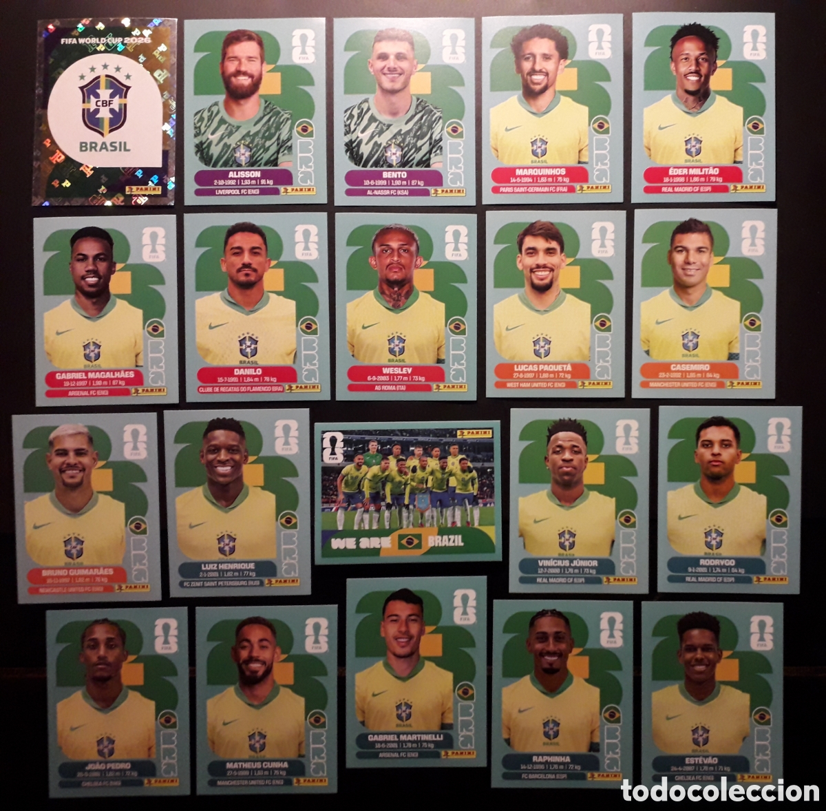 Cromos de f&uacute;tbol: 20 CROMOS BRASIL EQUIPO COMPLETO MUNDIAL F&Uacute;TBOL 2026 FIFA WORLD CUP PANINI SIN PEGAR