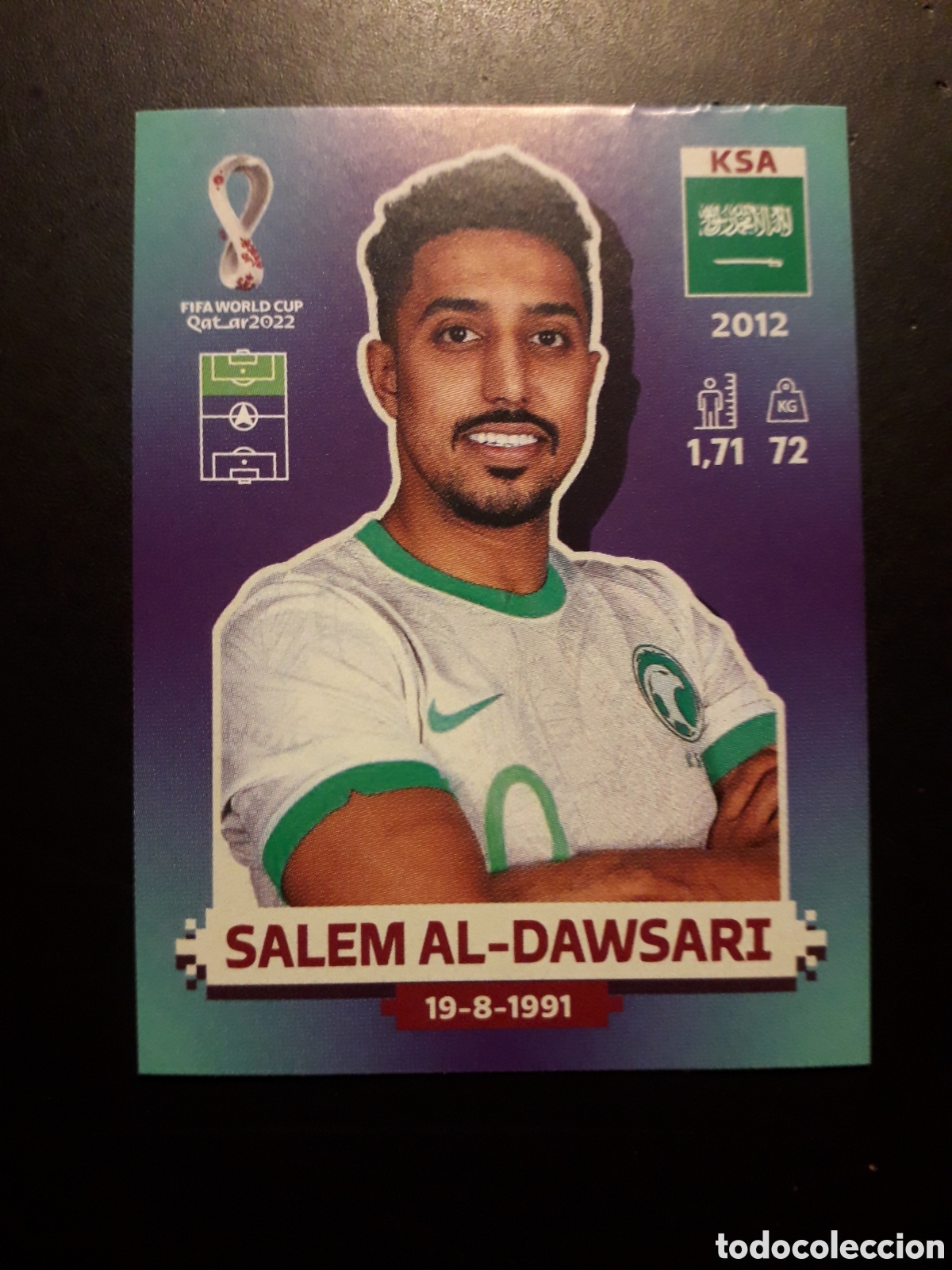 Cromos de f&uacute;tbol: SALEM AL DAWSARI ARABIA SAUD&Iacute; N&deg; 19 COPA MUNDIAL DE F&Uacute;TBOL QATAR 2022 22 PANINI PEDIDO M&Iacute;NIMO 3&euro;