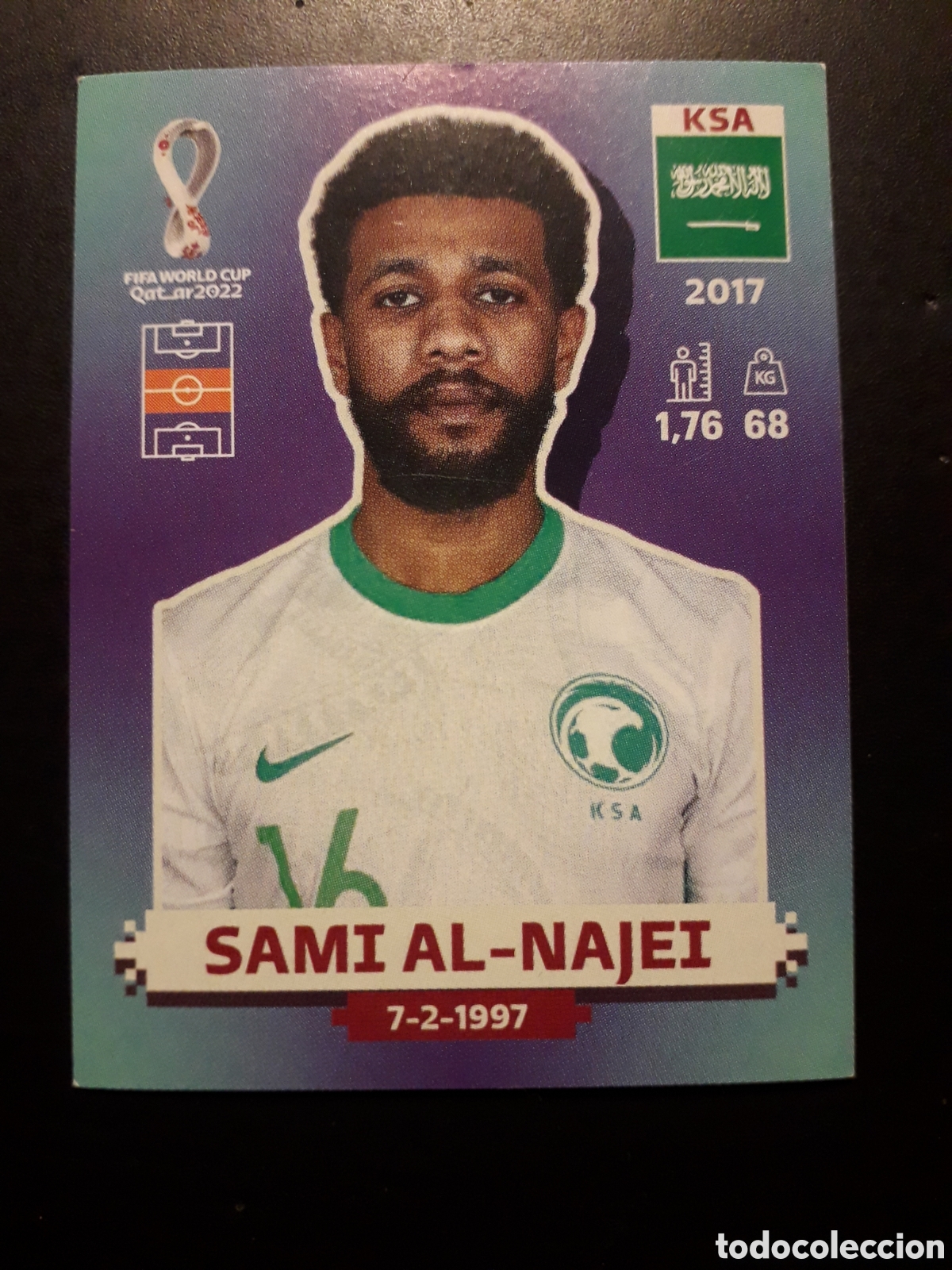Cromos de f&uacute;tbol: SAMI AL NAJEI ARABIA SAUD&Iacute; N&deg; 14 COPA MUNDIAL DE F&Uacute;TBOL QATAR 2022 22 PANINI SIN PEG PEDIDO M&Iacute;NIM 3&euro;