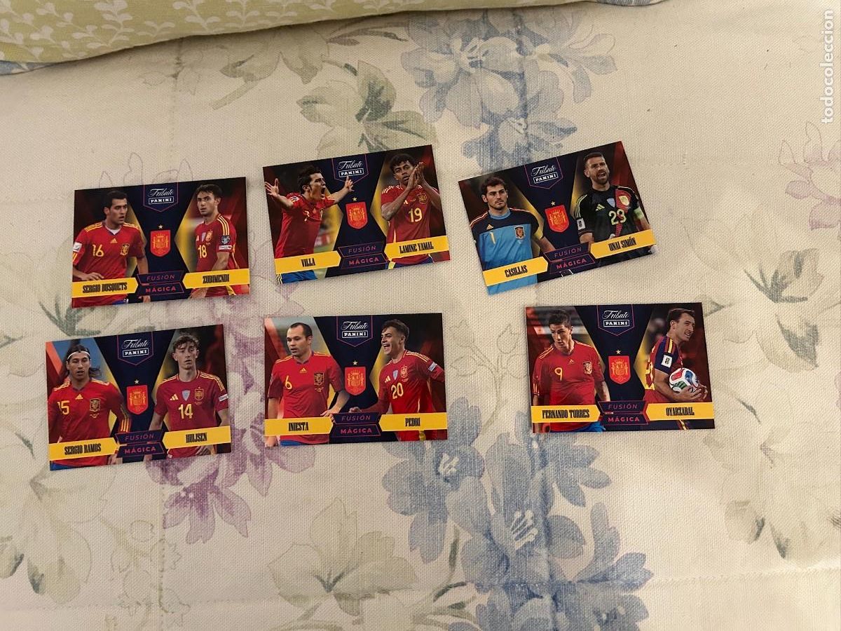 Cromos de f&uacute;tbol: LAMINE YAMAL-VILLA FUSION MAGICA BUSQUET-ZUBIMENDI, CASILLAS-SIMON,TORRES-OLOZABAL,INIESTA-PEDRI,RAM