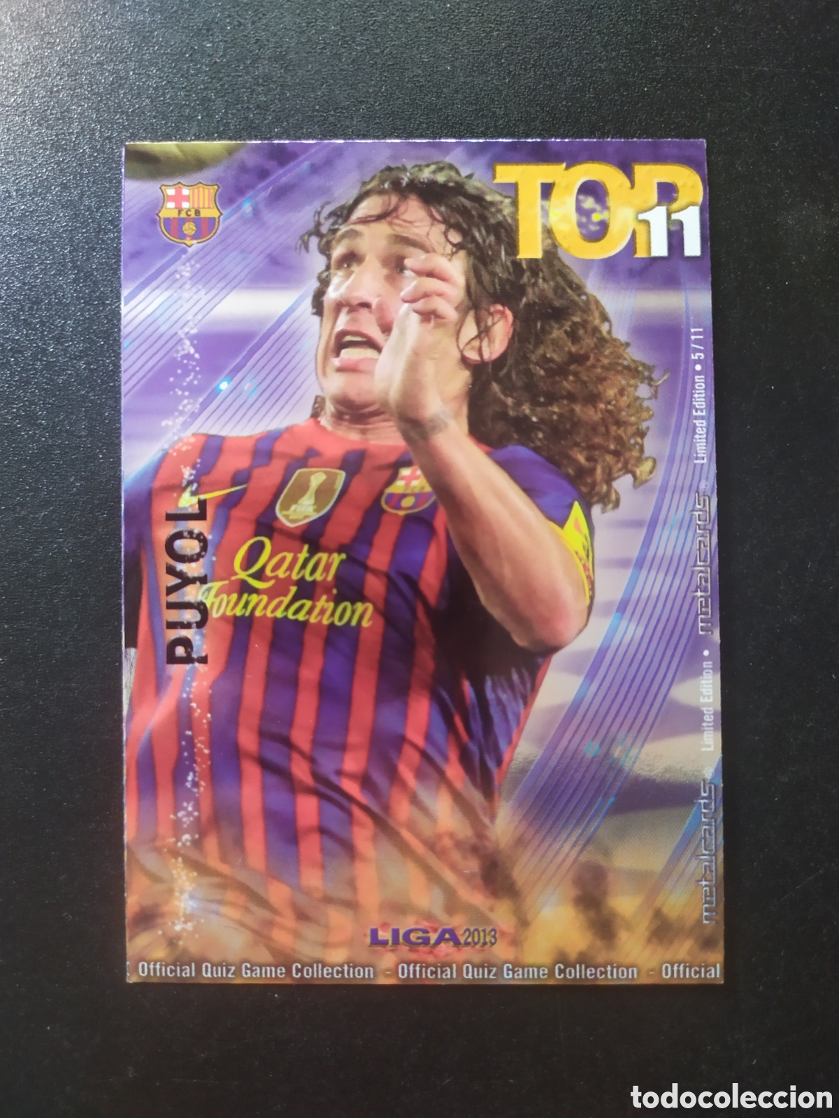 Cromos de f&uacute;tbol: Mundicromo fichas Liga 2012 2013 12 13 Puyol metalcards l&iacute;mited ediition top 5/11 Barcelona