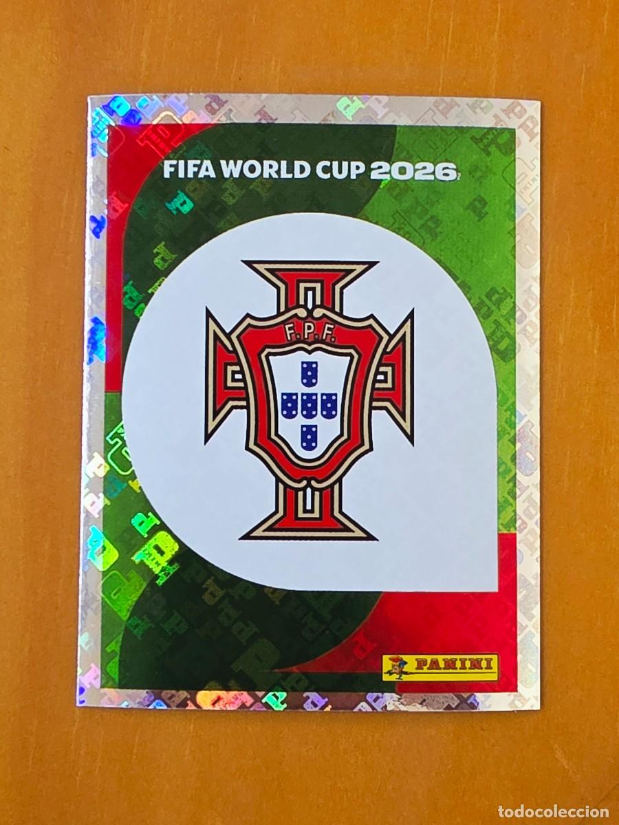 Cromos de f&uacute;tbol: POR 1 Escudo logo emblema Portugal, Panini FIFA World Cup Mundial 2026 Sticker
