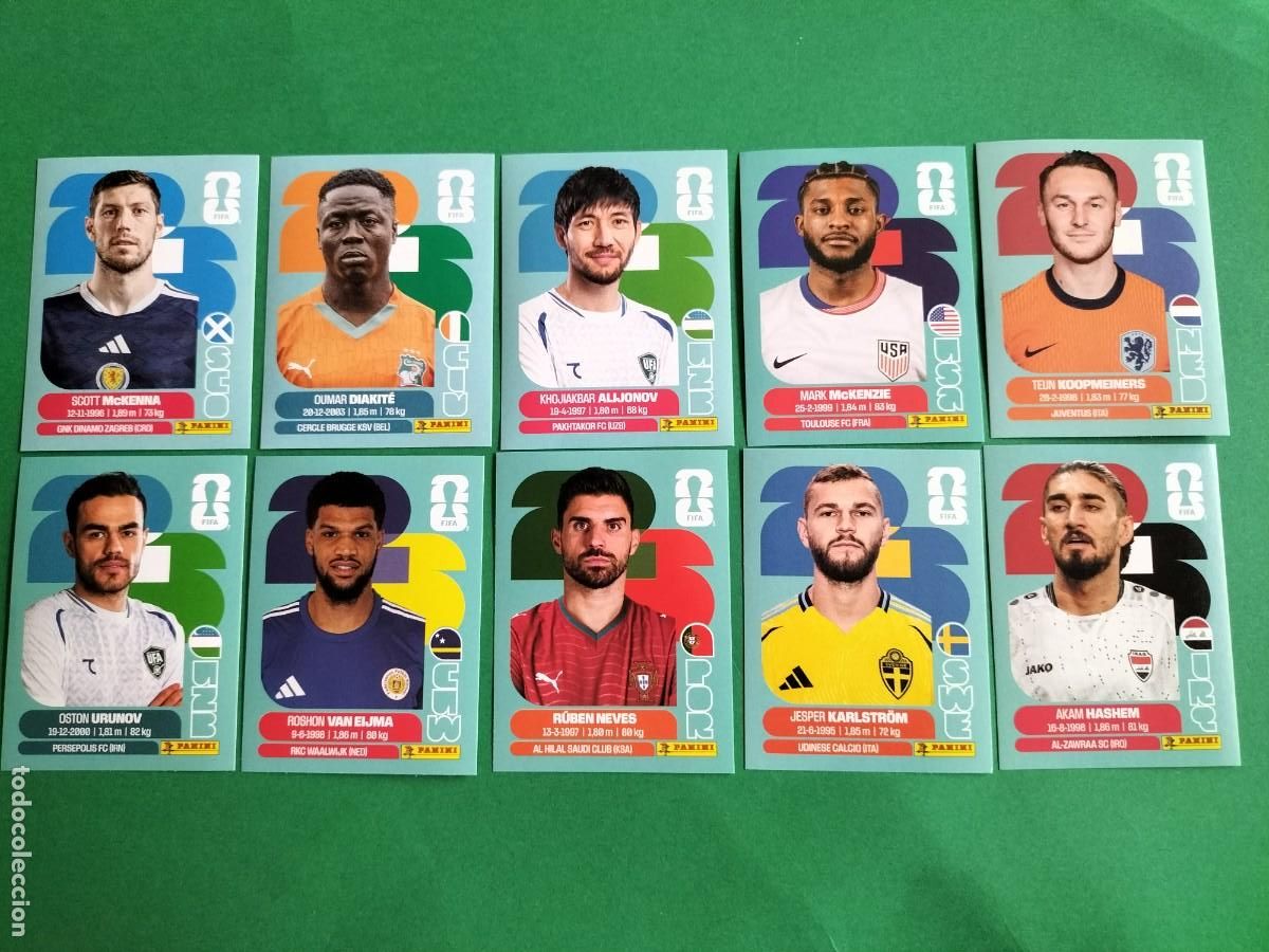 Football Stickers: (PANINI)FIFA WORLD CUP 2026) LOTE DE 10 CROMOS ORIGINALES SIN PEGAR