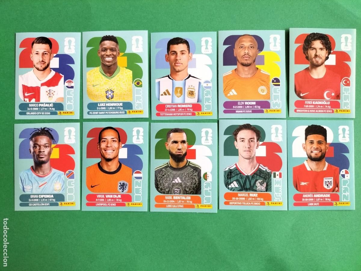 Football Stickers: (PANINI)FIFA WORLD CUP 2026) LOTE DE 10 CROMOS ORIGINALES SIN PEGAR