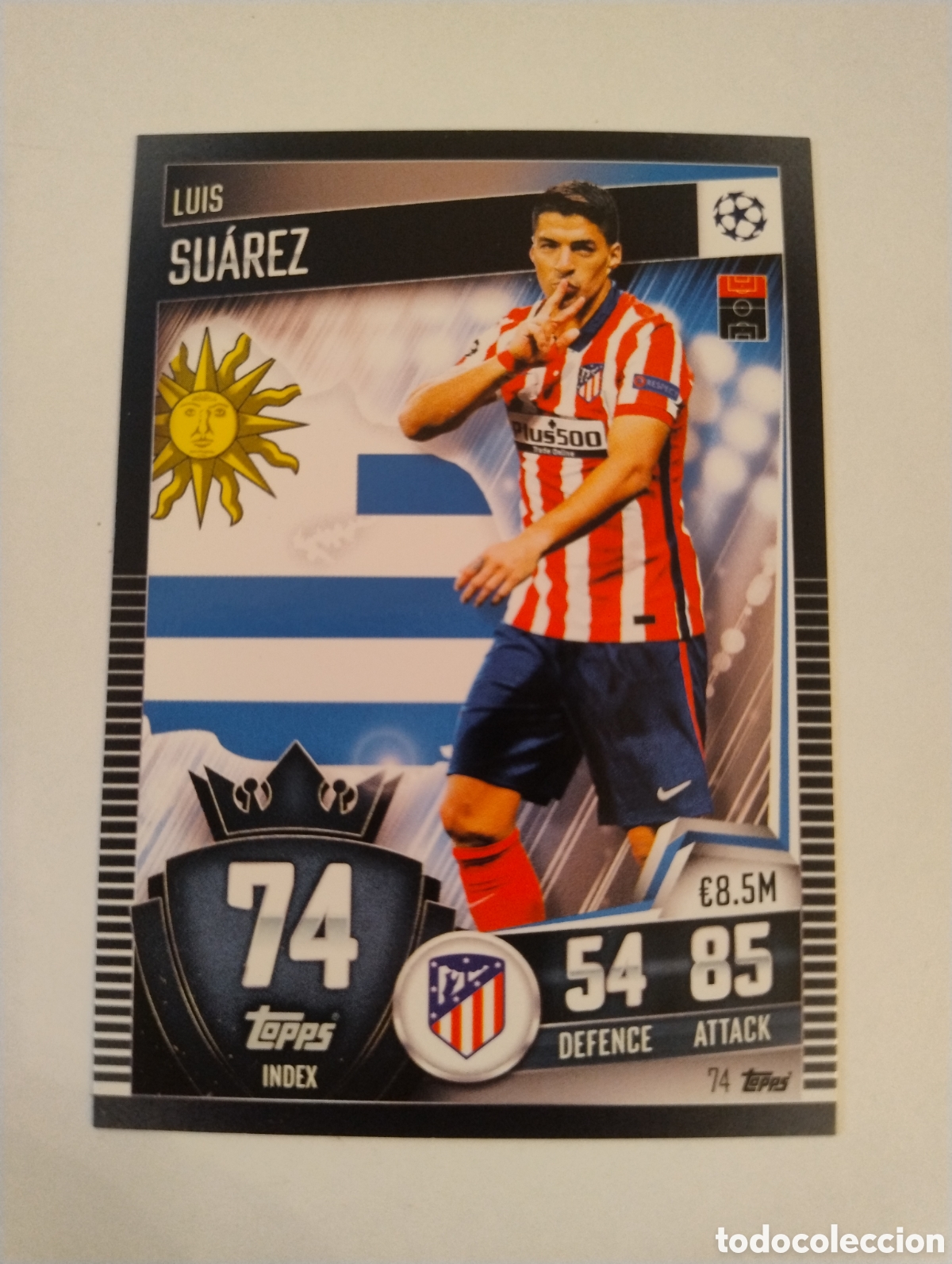 Cromos de f&uacute;tbol: 74 - Luis Su&aacute;rez - Atl&eacute;tico de Madrid - Topps Match Attax 101 2020 - 2021
