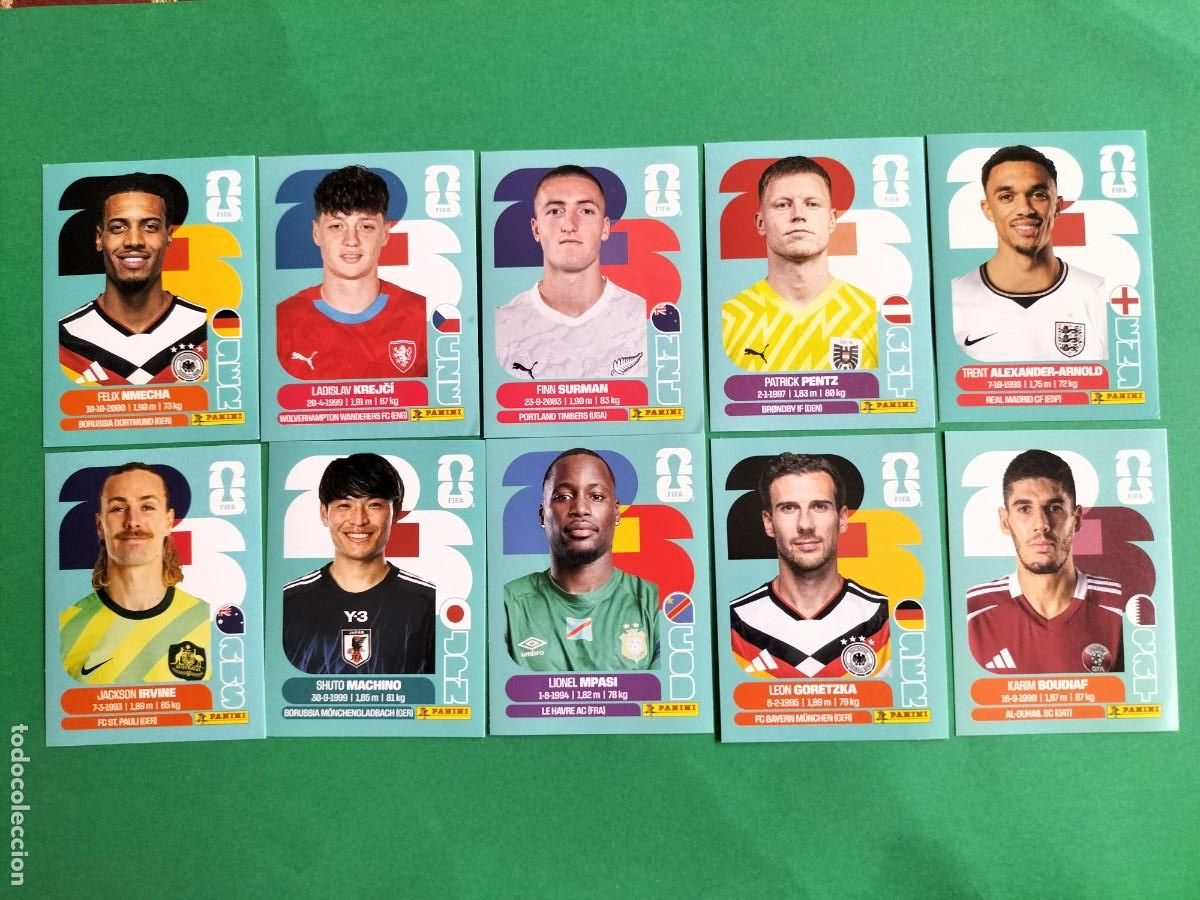 Cromos de Futebol: (PANINI)FIFA WORLD CUP 2026) LOTE DE 10 CROMOS ORIGINALES SIN PEGAR