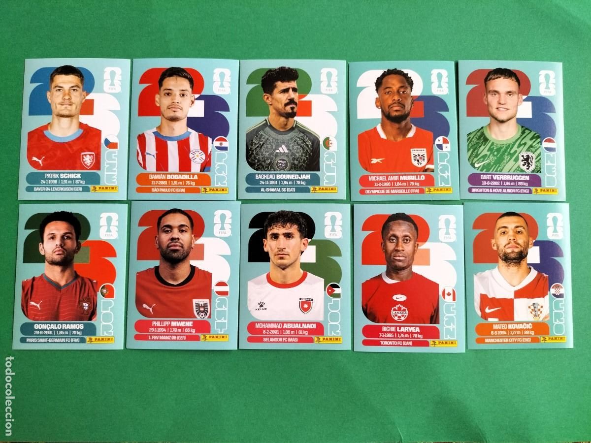 Cartes &agrave; collectionner de Football: (PANINI)FIFA WORLD CUP 2026) LOTE DE 10 CROMOS ORIGINALES SIN PEGAR