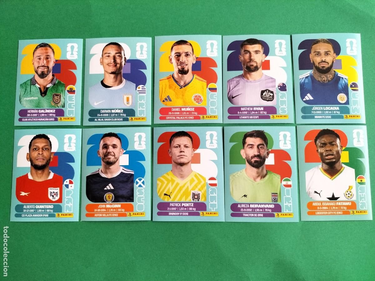 Cartes &agrave; collectionner de Football: (PANINI)FIFA WORLD CUP 2026) LOTE DE 10 CROMOS ORIGINALES SIN PEGAR