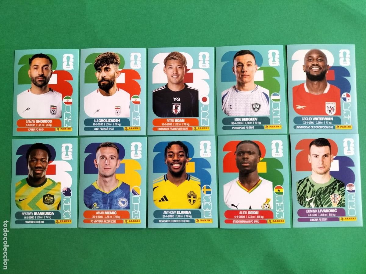 Cartes &agrave; collectionner de Football: (PANINI)FIFA WORLD CUP 2026) LOTE DE 10 CROMOS ORIGINALES SIN PEGAR