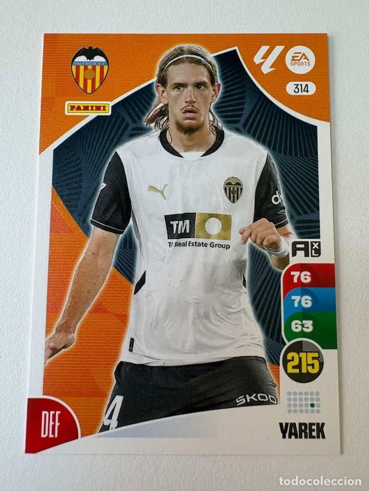 Cromos de f&uacute;tbol: Carta Yarek Valencia 314 Adrenalyn 2024-25