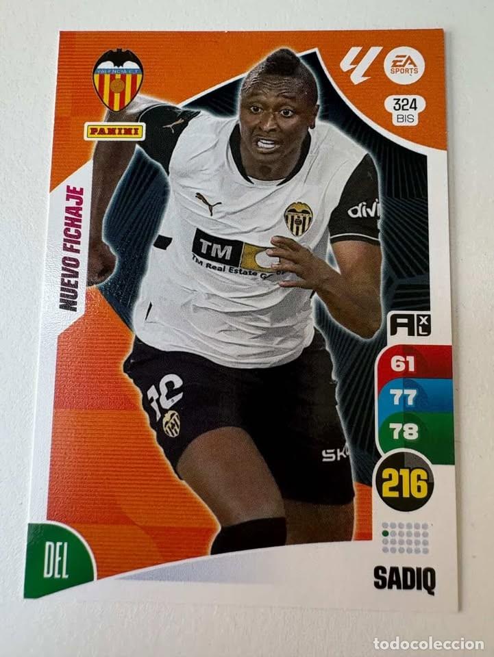 Cromos de f&uacute;tbol: Carta Sadiq Nuevo Fichaje Valencia 324bis Adrenalyn 2024-25