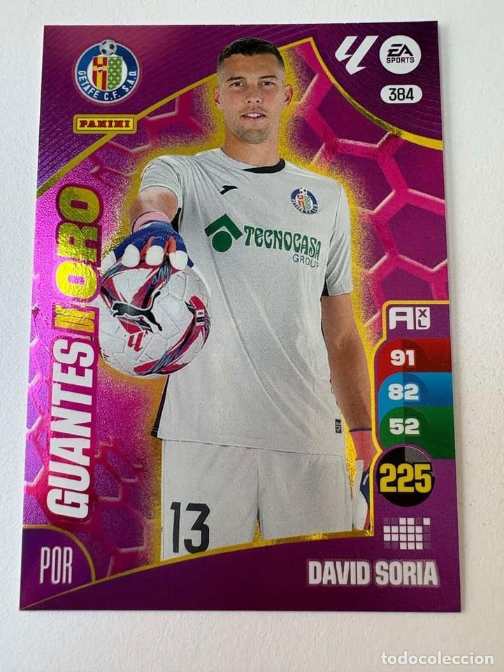 Cromos de f&uacute;tbol: Carta David Soria Getafe Guantes de Oro 384 Adrenalyn 2024-25
