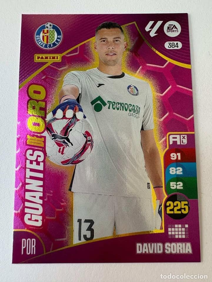 Cromos de f&uacute;tbol: Carta David Soria Getafe Guantes de Oro 384 Adrenalyn 2024-25