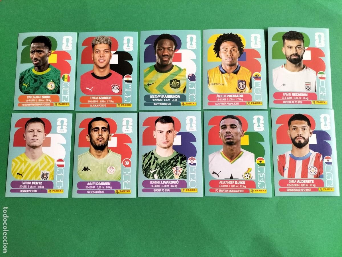 Cartes &agrave; collectionner de Football: (PANINI)FIFA WORLD CUP 2026) LOTE DE 10 CROMOS ORIGINALES SIN PEGAR