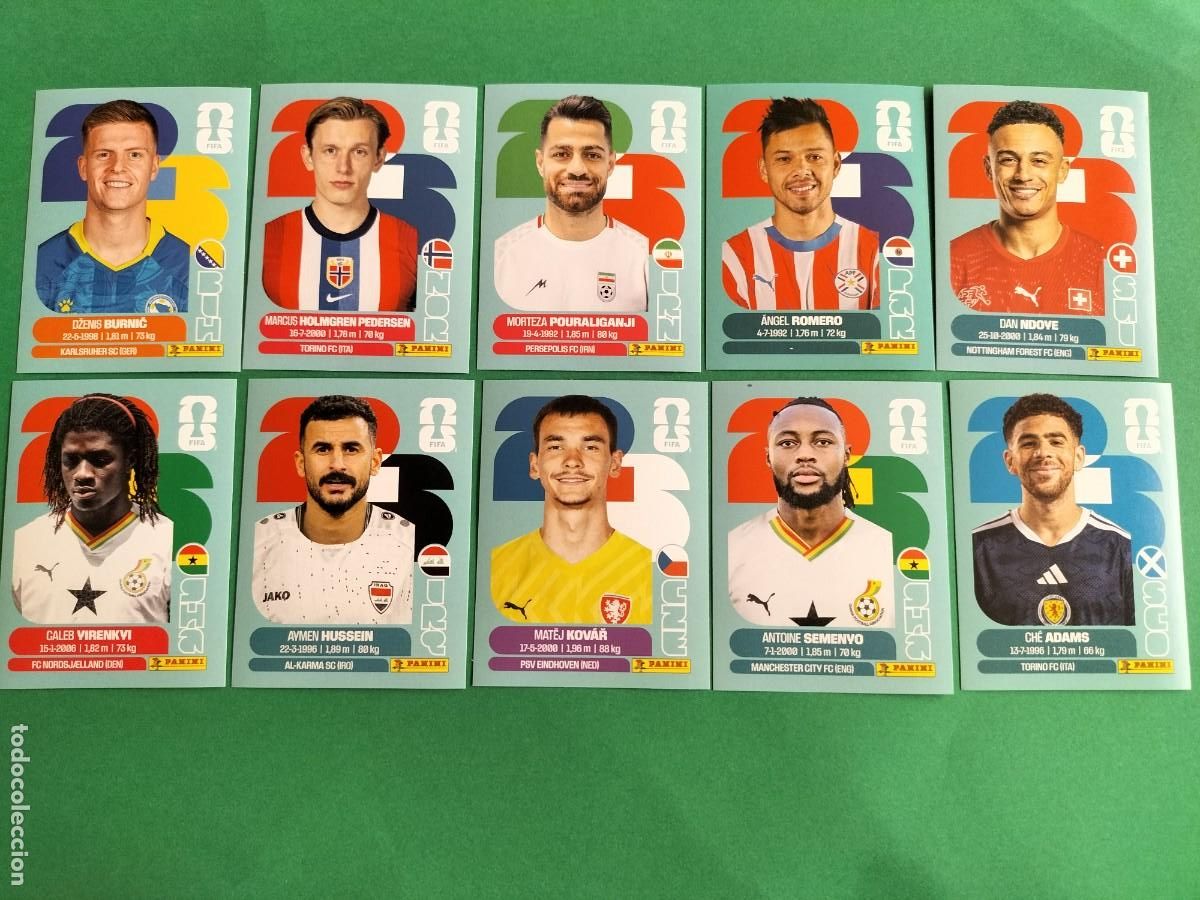 Cartes &agrave; collectionner de Football: (PANINI)FIFA WORLD CUP 2026) LOTE DE 10 CROMOS ORIGINALES SIN PEGAR