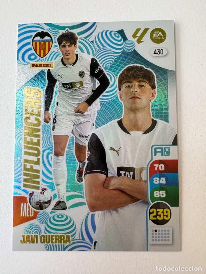 Cromos de f&uacute;tbol: Carta Javi Guerra Valencia Influencers 430 Adrenalyn 2024-25