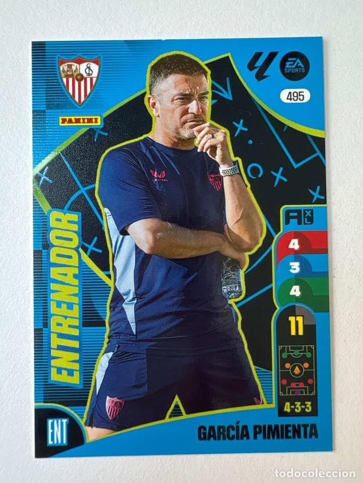 Cromos de f&uacute;tbol: Carta Garc&iacute;a Pimienta Entrenador Sevilla 495 Adrenalyn 2024-25