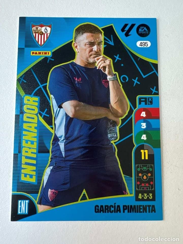 Cromos de f&uacute;tbol: Carta Garc&iacute;a Pimienta Entrenador Sevilla 495 Adrenalyn 2024-25